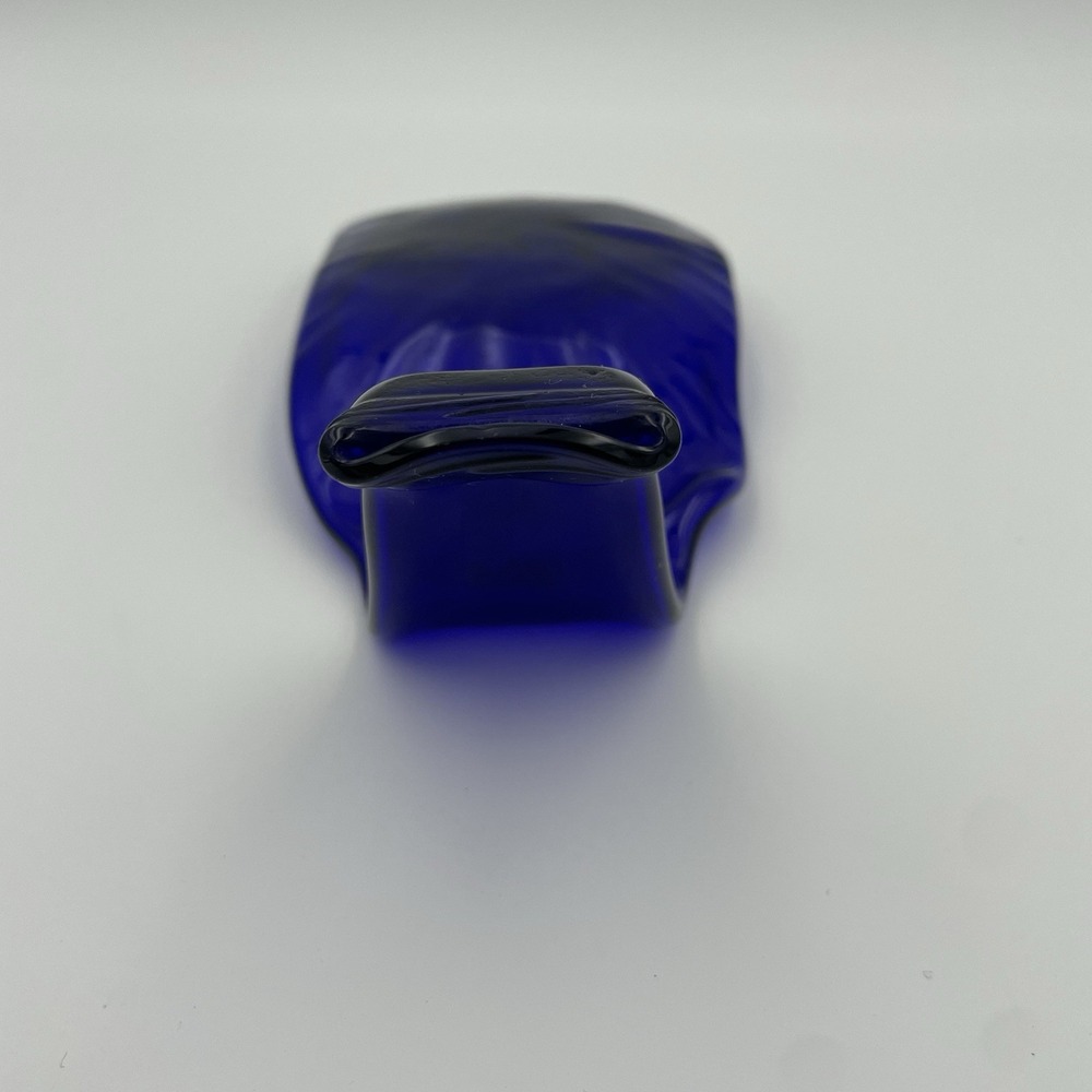 Glass Spoon Rest- Cobalt Blue Hand Melted Flat Bottle Spoon Rest 8" Trinket Tray - Picture 8 of 13